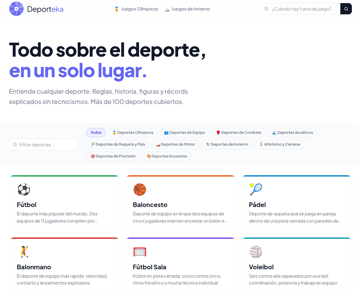 Ranking y directorio de sitios web - Deporteka.com en Navegax